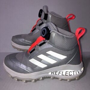 Adidas Fortarun BOA Mid Sneakers Youth Size 2.5 Athletic Shoes S23813 Reflective